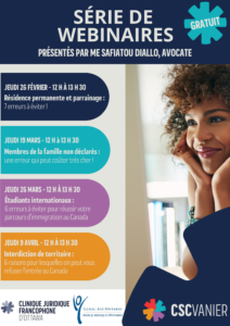 Série de webinaires offerts par la clinique juridique francophone d'Ottawa