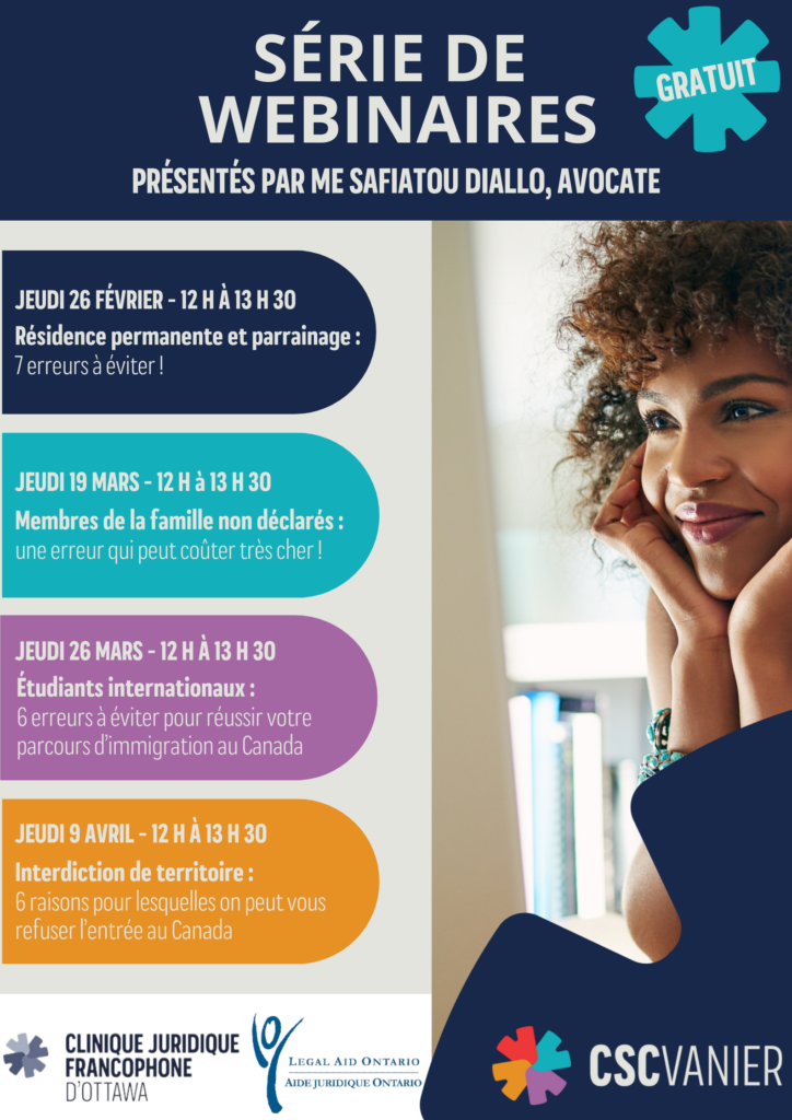 Série de webinaires offerts par la clinique juridique francophone d'Ottawa