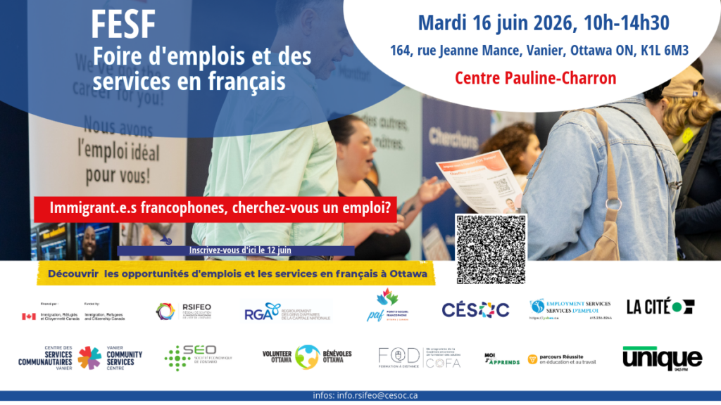 Foire d'emplois et des services en français.